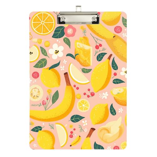 Foiosoh Doppel-Klemmbrett mit Zitronen- und Bananen-Motiv, Hartfaserplatte für 5. Klasse, Essentials für Lehrer, Größe 22,9 x 30,5 cm von Foiosoh