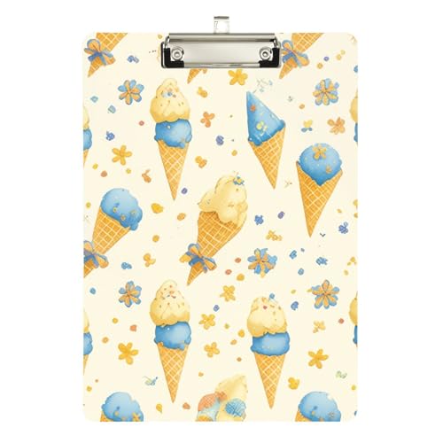 Foiosoh Eiscreme-Beige-Klemmbrett, Acryl, niedlich, für Fußball, Softball, Coaching, Größe 22,9 x 30,5 cm von Foiosoh
