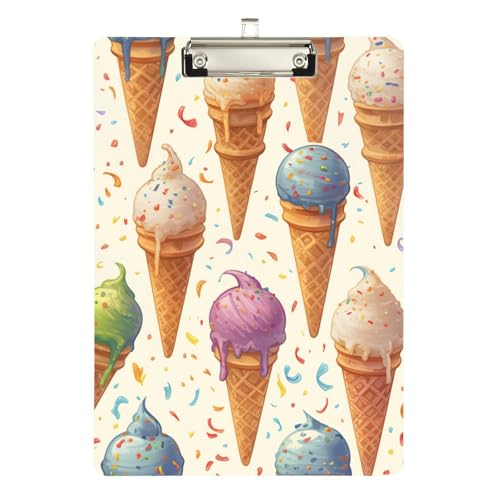 Foiosoh Eiscreme-Klemmbrett mit lustigem Muster, Kunststoff, für Softball-Trainer, Klemmbrett, Lehrer, Größe 22,9 x 30,5 cm von Foiosoh