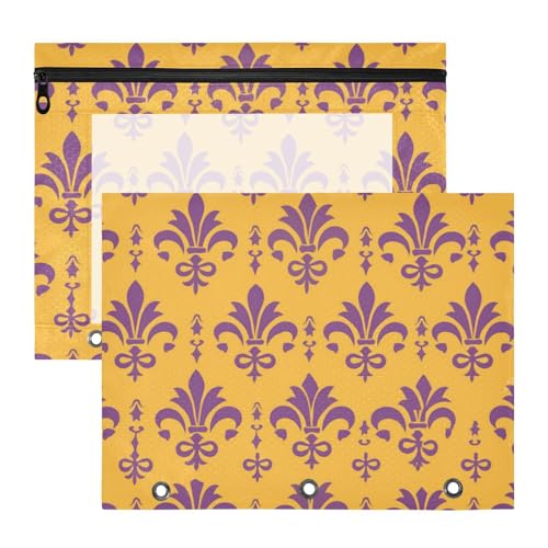 Foiosoh Federmäppchen, stabiler Kunststoff, für A4-Papier, Briefe, 2 Stück, Studenten, Zuhause, Retro, violette Linie von Foiosoh