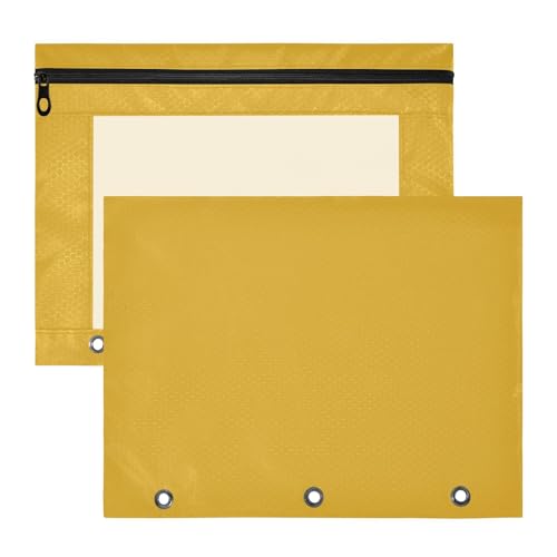 Foiosoh Federmäppchen, transparent, 3 Löcher, für 3 Ringe, 2 Stück, Lehrer, Schulanfang, Goldrute von Foiosoh