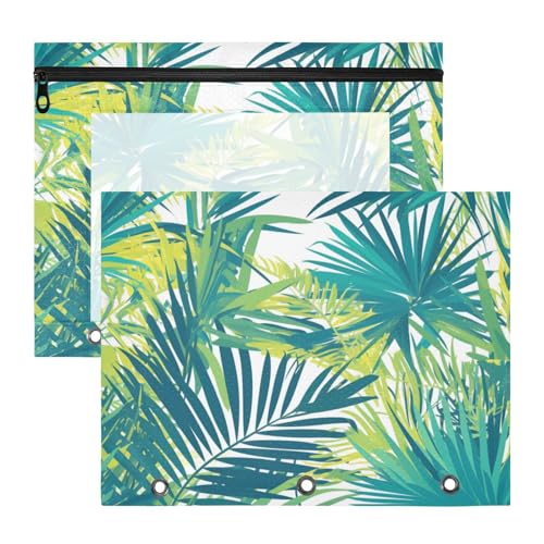 Foiosoh Federmäppchen Mehrzweck-Stifthalter Etui für 3 Ringe Binder 2 Pack Schüler Klasse Palmblatt Tropic von Foiosoh