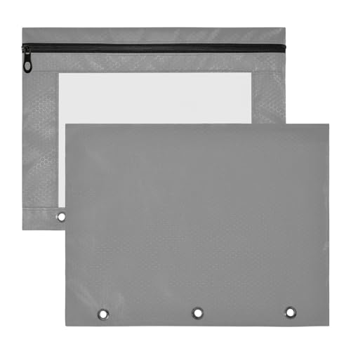 Foiosoh Federmäppchen mit 3 Löchern, Taschenordner für 3 Ringe, 2 Stück, Lehrer, Klassenzimmer, Grau von Foiosoh