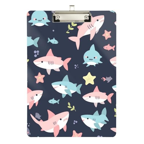 Foiosoh Fish and Star Klemmbrett für Quittungen, Standard-Loch für Lehrer, für Klassenzimmer, Grundschule, Größe 22,9 x 30,5 cm, Dunkelblau von Foiosoh