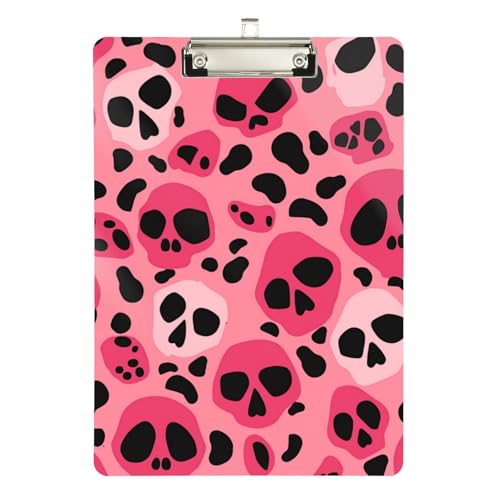 Foiosoh Gabelstapler-Klemmbrett mit Totenkopf-Leopardenmuster, transparent, für personalisierte Klemmbretter für Lehrer, Größe 22,9 x 30,5 cm Foiosoh Gabelstapler-Klemmbrett mit Totenkopf-Leopardenmuster, transparent, für personalisierte Klemmbretter für Lehrer, Größe 22,9 x 30,5 cm von Foiosoh