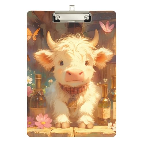 Foiosoh Highland Cow Bottles Butterflies Flowers Clipboard Cute Acrylic Cute for 5th Grade Classroom Essentials for Teachers Size 9 x 12 von Foiosoh