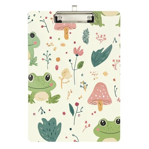 Foiosoh Klemmbrett Frosch und Blumen, gelb, schmal, wasserdicht, für 5. Klasse, Essentials für Lehrer, Größe 22,9 x 30,5 cm von Foiosoh