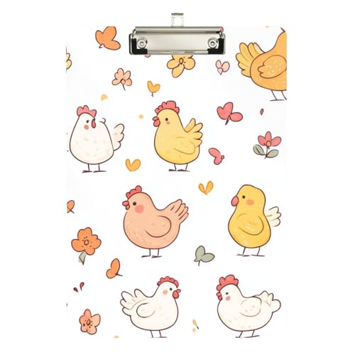 Foiosoh Klemmbrett-Halter mit niedlichem Huhn-Motiv, Hartfaserplatte für Fußball, Softball, Coaching, Größe 22,9 x 30,5 cm, Weiß von Foiosoh