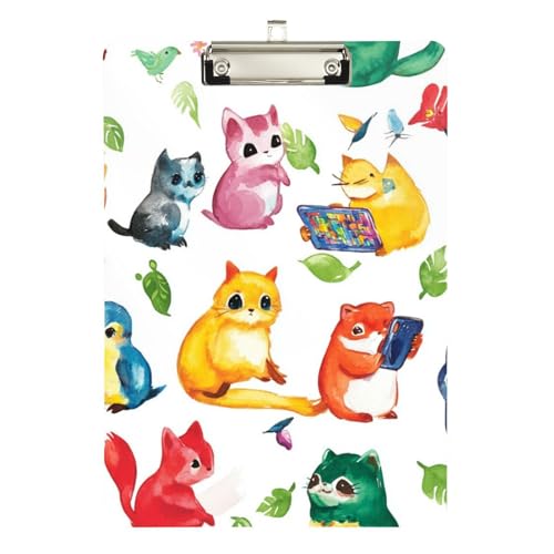 Foiosoh Klemmbrett für Jungen, buntes Tier- und Blatt-Design, Kunststoff, für Fußball, Softball, Coaching, Größe 22,9 x 30,5 cm, Weiß von Foiosoh