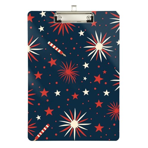 Foiosoh Klemmbrett für Physiotherapie mit rotem Feuerwerk und Sternen, Hartfaserplatte für legale Frauen, Basketball-Trainer, Größe 22,9 x 30,5 cm von Foiosoh