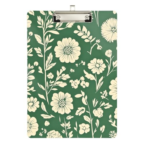 Foiosoh Klemmbrett mit Blumen- und Salbeigrün mit großem Clip-Standardloch für personalisierte Klemmbretter für Lehrer, Größe 22,9 x 30,5 cm von Foiosoh