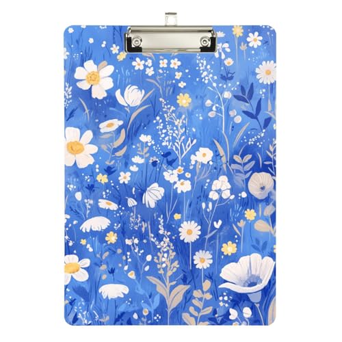 Foiosoh Klemmbrett mit Blumenmotiv, Blau und Weiß, Standardloch für Trainer, medizinisches Klassenzimmer, Größe 22,9 x 30,5 cm von Foiosoh