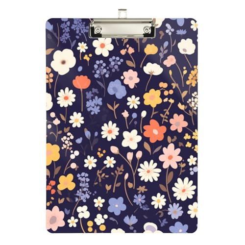 Foiosoh Klemmbrett mit Blumenmotiv, Standardloch für Lehrer, Muss für Klassenzimmer, Grundschule, Größe 22,9 x 30,5 cm, Dunkelblau von Foiosoh