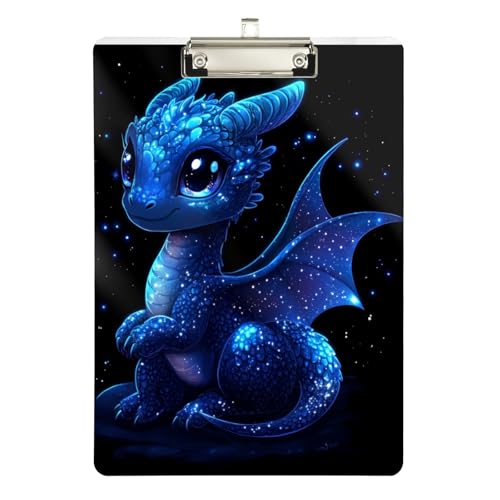 Foiosoh Klemmbrett mit Drachen-Cartoon-Motiv, Standard-Loch, für Schüler, Mädchen, Kinder, Lehrer, Klemmbrett, Größe 22,9 x 30,5 cm von Foiosoh