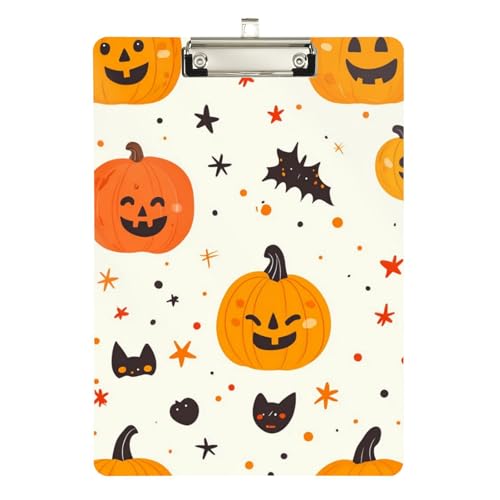 Foiosoh Klemmbrett mit Mappe, Motiv: Kürbis und Sterne, Beige, Hartplatte für Lehrer, Muss für Klassenzimmer, Grundschule, Größe 22,9 x 30,5 cm von Foiosoh