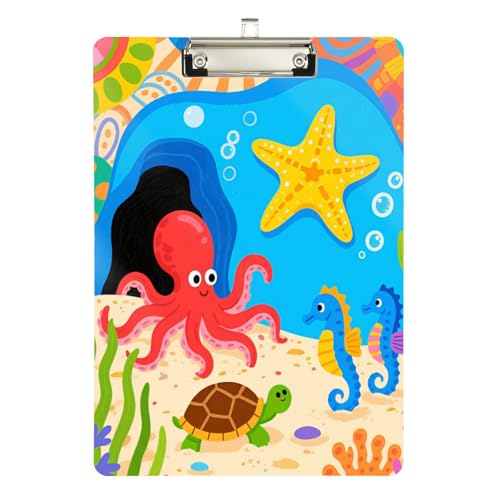 Foiosoh Klemmbrett mit Meerestieren, Acryl, niedlich, für Lehrer, Muss für Klassenzimmer, Grundschule, Größe 22,9 x 30,5 cm von Foiosoh