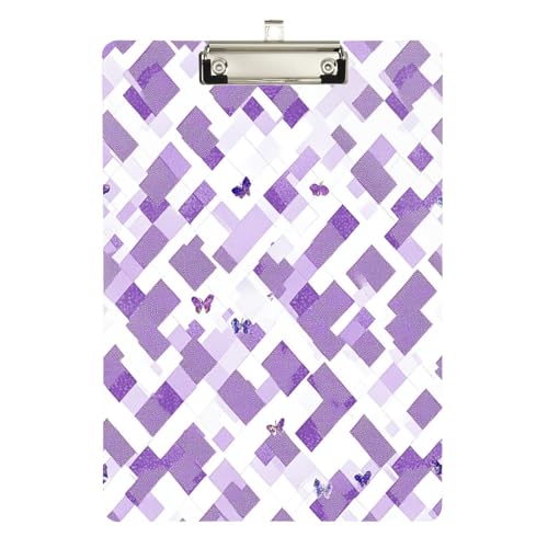 Foiosoh Klemmbrett mit Schmetterlingen, Standard-Loch, für Schüler, Mädchen, Kinder, Lehrer, Größe 22,9 x 30,5 cm, Violett / Weiß Foiosoh Klemmbrett mit Schmetterlingen, Standard-Loch, für Schüler, Mädchen, Kinder, Lehrer, Größe 22,9 x 30,5 cm, Violett / Weiß von Foiosoh