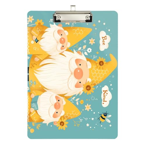 Foiosoh Klemmbrett mit drei Zwergen, Bienenkind, mit Schreibblock, transparent, für Klemmbrett, Lehrer, Größe 22,9 x 30,5 cm von Foiosoh