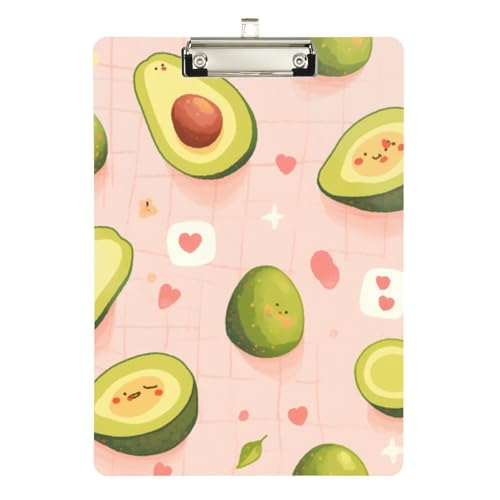 Foiosoh Klemmbrett mit grünem Avocado-Muster, unzerbrechlich, Hartfaserplatte für Lehrer, Portfolio, Klemmbrett, Größe 22,9 x 30,5 cm von Foiosoh