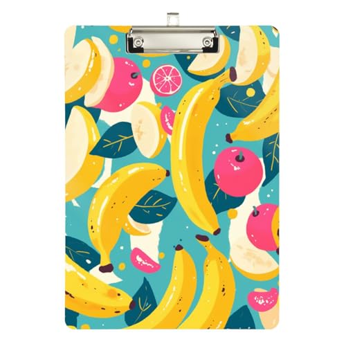 Foiosoh Klemmbrett mit süßem Bananenmuster, gepolstert, wasserdicht, für personalisierte Klemmbretter für Lehrer, Größe 22,9 x 30,5 cm Foiosoh Klemmbrett mit süßem Bananenmuster, gepolstert, wasserdicht, für personalisierte Klemmbretter für Lehrer, Größe 22,9 x 30,5 cm von Foiosoh