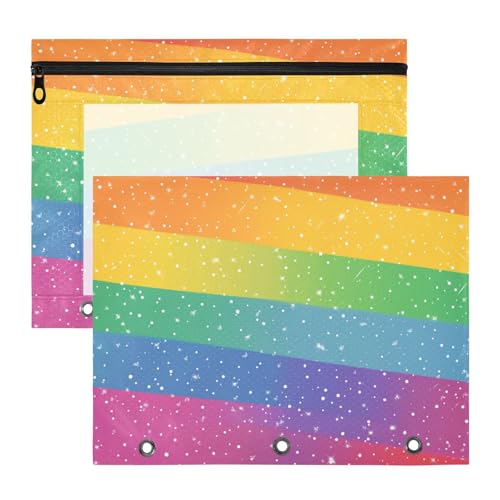 Foiosoh Kosmetiktasche mit 3 Löchern, für A4-Papier, Briefe, 2 Stück, Studenten, Zuhause, bunte Streifen, trendig Foiosoh Kosmetiktasche mit 3 Löchern, für A4-Papier, Briefe, 2 Stück, Studenten, Zuhause, bunte Streifen, trendig von Foiosoh