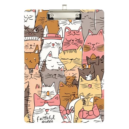 Foiosoh Lustiges Cartoon-Katzen-Klemmbrett, transparent, für Lehrer, Muss für Klassenzimmer, Grundschule, Größe 22,9 x 30,5 cm von Foiosoh