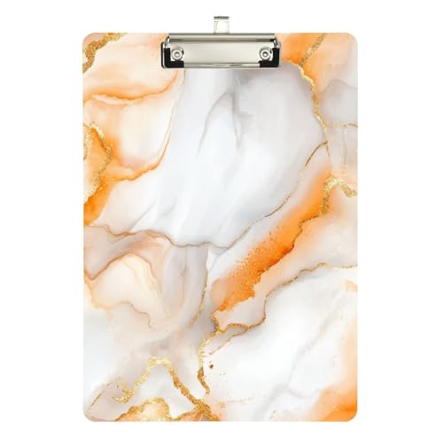 Foiosoh Mini-Klemmbrett, Marmor, Orange, Weiß, wasserdicht, für Softball-Trainer, Klemmbrett für Lehrer, Größe 22,9 x 30,5 cm von Foiosoh