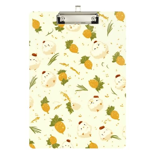 Foiosoh Mini-Klemmbrett mit Karottenmuster, Hellgelb, für Softball-Trainer, Klemmbrett, Lehrer, Größe 22,9 x 30,5 cm von Foiosoh