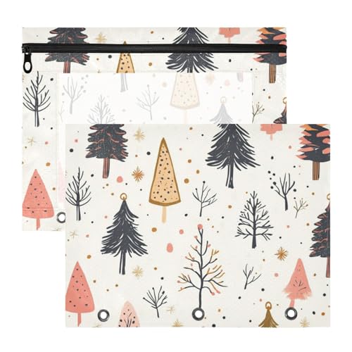 Foiosoh Niedliche Federmäppchen mit 3 Löchern für A4-Papier, Briefe, 2 Stück, Lehrer, Büro, Safari-Baum, Beige von Foiosoh