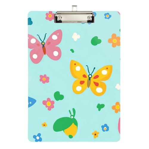 Foiosoh Niedliche Schmetterling-Klemmbretter, Standard-Loch, für legale Frauen, Basketball-Trainer, Größe 22,9 x 30,5 cm, Blaugrün von Foiosoh