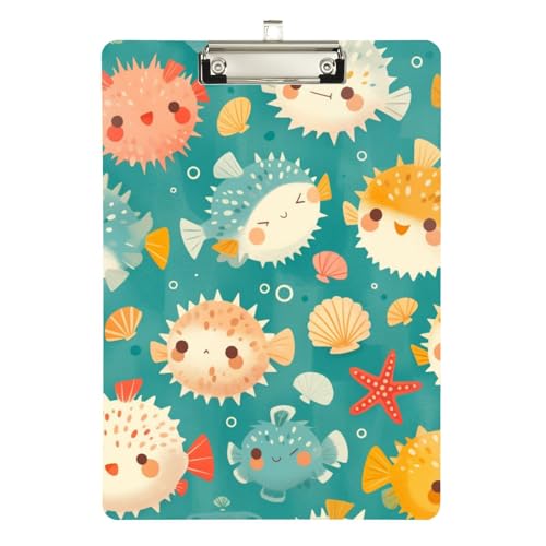 Foiosoh Niedlicher Kugelfisch, hängendes Klemmbrett, Organizer, Acryl, niedlich, für Volleyball, Baseball, Trainer, Größe 22,9 x 30,5 cm von Foiosoh