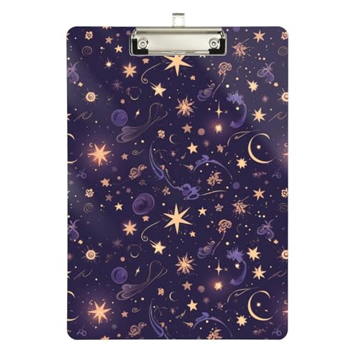 Foiosoh Niedliches Cartoon-Stern-Klemmbrett, Standard-Loch, für legale Frauen, Basketball-Trainer, Größe 22,9 x 30,5 cm, Violett von Foiosoh