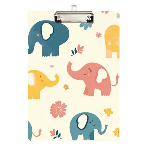 Foiosoh Niedliches Elefanten-Klemmbrett, Standard-Loch, für Volleyball-, Baseball-Trainer, Größe 22,9 x 30,5 cm, Beige von Foiosoh