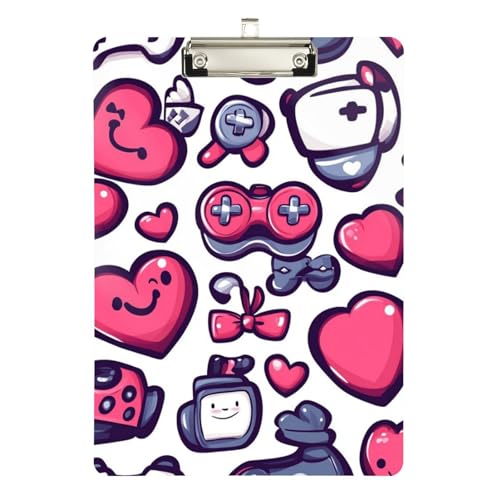 Foiosoh Niedliches kleines Muster Pfirsich und Weiß Klemmbrett Niedlich Acryl Niedlich für Klassenzimmer Zubehör für Lehrer Grundschule Größe 22,9 x 30,5 cm von Foiosoh