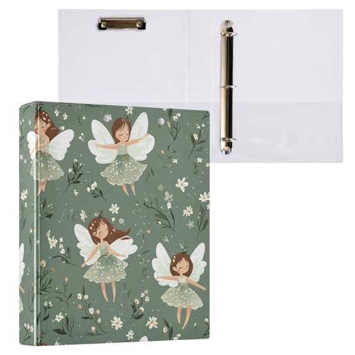 Foiosoh Notizbuch mit drei Ringen, 3,8 cm (1 1/2 Zoll), mit Klemmbrett, 1/2er-Pack, Ordner für Studenten, 200 Blatt, Sweet Fairy Salbeigrün von Foiosoh