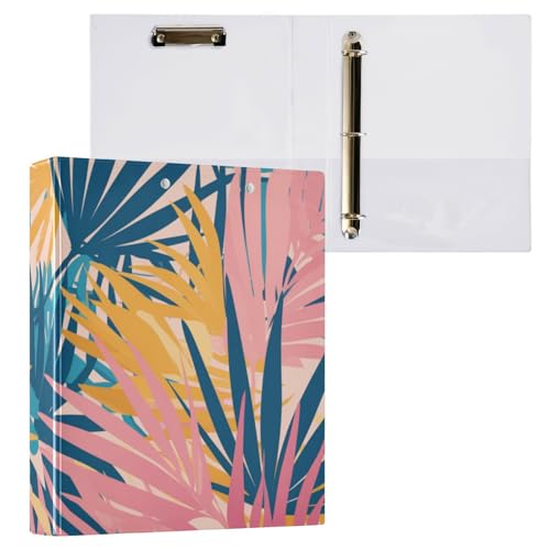 Foiosoh Notizbuchordner mit 3 Ringen, 3,5 cm (1/2 Zoll), Notizbuchordner mit Klemmbrett, 1/2 Stück, Binder für Schule, Hardcover, Palme, tropisches Blatt von Foiosoh