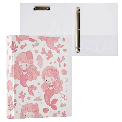 Foiosoh Notizbuchordner mit 3 Ringen, 3,8 cm (1 1/2 Zoll), mit Klemmbrett, 1/2 Packungen, College-Binder für Studenten, 200 Blatt, niedliche Meerjungfrau von Foiosoh