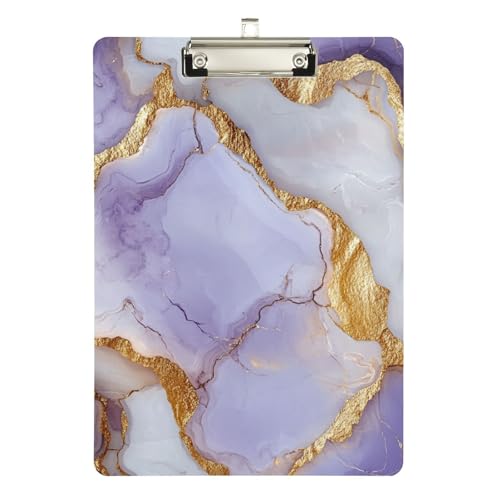 Foiosoh Office Mate Klemmbrett aus Marmor, weiß, violett, schmal, Hartplatte für Softball-Trainer, Klemmbrett, Lehrer, Größe 22,9 x 30,5 cm von Foiosoh