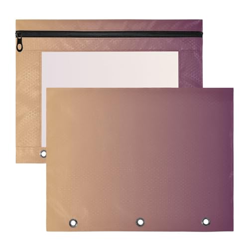 Foiosoh Ordner, 3 Löcher, 3 Ringe, Tasche für 3 Ringe, 2 Stück, Studenten, Kunstbedarf, Aufbewahrung, brauner Farbverlauf von Foiosoh
