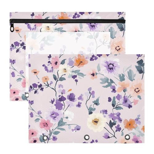 Foiosoh Ordner, stabiler Kunststoff, für A4-Papier, Briefe, 2 Stück, Lehrer, Büro, lila Blume von Foiosoh