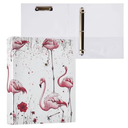 Foiosoh Ordner mit 3 Ringen, 3,8 cm, mit Taschen, 1/2 Packungen, Ordner für Schule, Hardcover, Kunst, Flamingo, Weiß Foiosoh Ordner mit 3 Ringen, 3,8 cm, mit Taschen, 1/2 Packungen, Ordner für Schule, Hardcover, Kunst, Flamingo, Weiß von Foiosoh