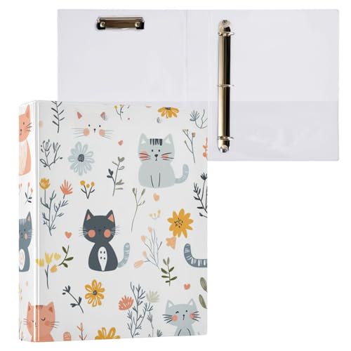 Foiosoh Ordner mit drei Ringen, 1 und 1/2 Zoll, mit Innentaschen, 1/2 Packungen, Ordner für die Schule, 200 Blatt, niedliche Katzen und Blumen, Weiß Foiosoh Ordner mit drei Ringen, 1 und 1/2 Zoll, mit Innentaschen, 1/2 Packungen, Ordner für die Schule, 200 Blatt, niedliche Katzen und Blumen, Weiß von Foiosoh