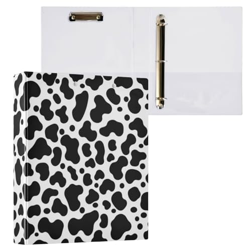 Foiosoh Ordner mit drei Ringen, 3,8 cm, mit Klemmbrett, 1/2er-Pack, Ordner für Schule, Hardcover, Schwarz und Weiß von Foiosoh