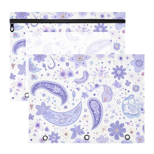 Foiosoh Ordnertaschen, transparent, 3 Locher für 3 Ringe, 2 Stück, Lehrerklasse, verträumter Stil, Violett von Foiosoh