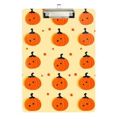 Foiosoh Pumkin Klemmbrett, unzerbrechlich, Acryl, niedlich, für Trainer, medizinisches Klassenzimmer, Größe 22,9 x 30,5 cm, Orange von Foiosoh