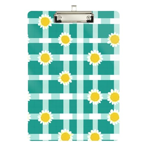Foiosoh Quadrate, weiße Sonnenblumen-Folie, Klemmbrett, Kunststoff, für personalisierte Klemmbretter für Lehrer, Größe 22,9 x 30,5 cm von Foiosoh