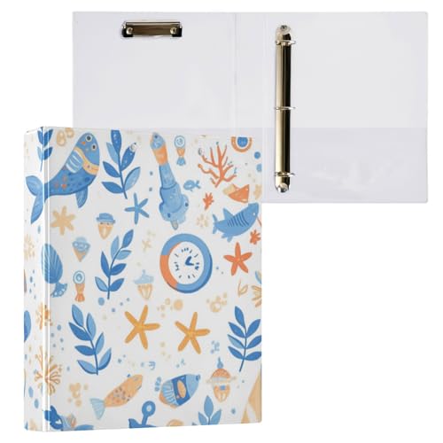 Foiosoh Ringbücher mit runden Ringen, 1 und 1/2 Zoll, mit Innentaschen, 1/2er-Pack, Schulhefter Hardcover, einfaches Muster, Meer Foiosoh Ringbücher mit runden Ringen, 1 und 1/2 Zoll, mit Innentaschen, 1/2er-Pack, Schulhefter Hardcover, einfaches Muster, Meer von Foiosoh