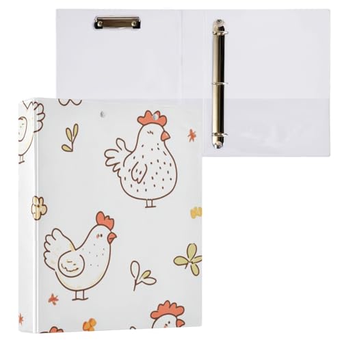 Foiosoh Ringbücher mit runden Ringen, 3,8 cm, mit Innentaschen, 1/2 Stück, Schulbedarf, Hardcover, süßes Huhn, Weiß Foiosoh Ringbücher mit runden Ringen, 3,8 cm, mit Innentaschen, 1/2 Stück, Schulbedarf, Hardcover, süßes Huhn, Weiß von Foiosoh