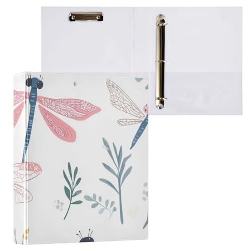 Foiosoh Ringbücher mit runden Ringen, 3,8 cm, mit Innentaschen, 1/2er-Pack, Ordner für Studenten, 200 Blatt, lebhafte Libelle, Weiß Foiosoh Ringbücher mit runden Ringen, 3,8 cm, mit Innentaschen, 1/2er-Pack, Ordner für Studenten, 200 Blatt, lebhafte Libelle, Weiß von Foiosoh