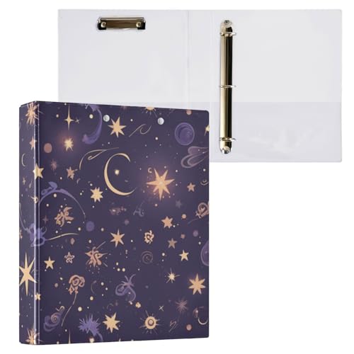 Foiosoh Ringbücher mit runden Ringen, 3,8 cm, mit Innentaschen, 1/2er-Pack, Schulbedarf, Hardcover, niedliche Cartoon-Sterne, Violett Foiosoh Ringbücher mit runden Ringen, 3,8 cm, mit Innentaschen, 1/2er-Pack, Schulbedarf, Hardcover, niedliche Cartoon-Sterne, Violett von Foiosoh
